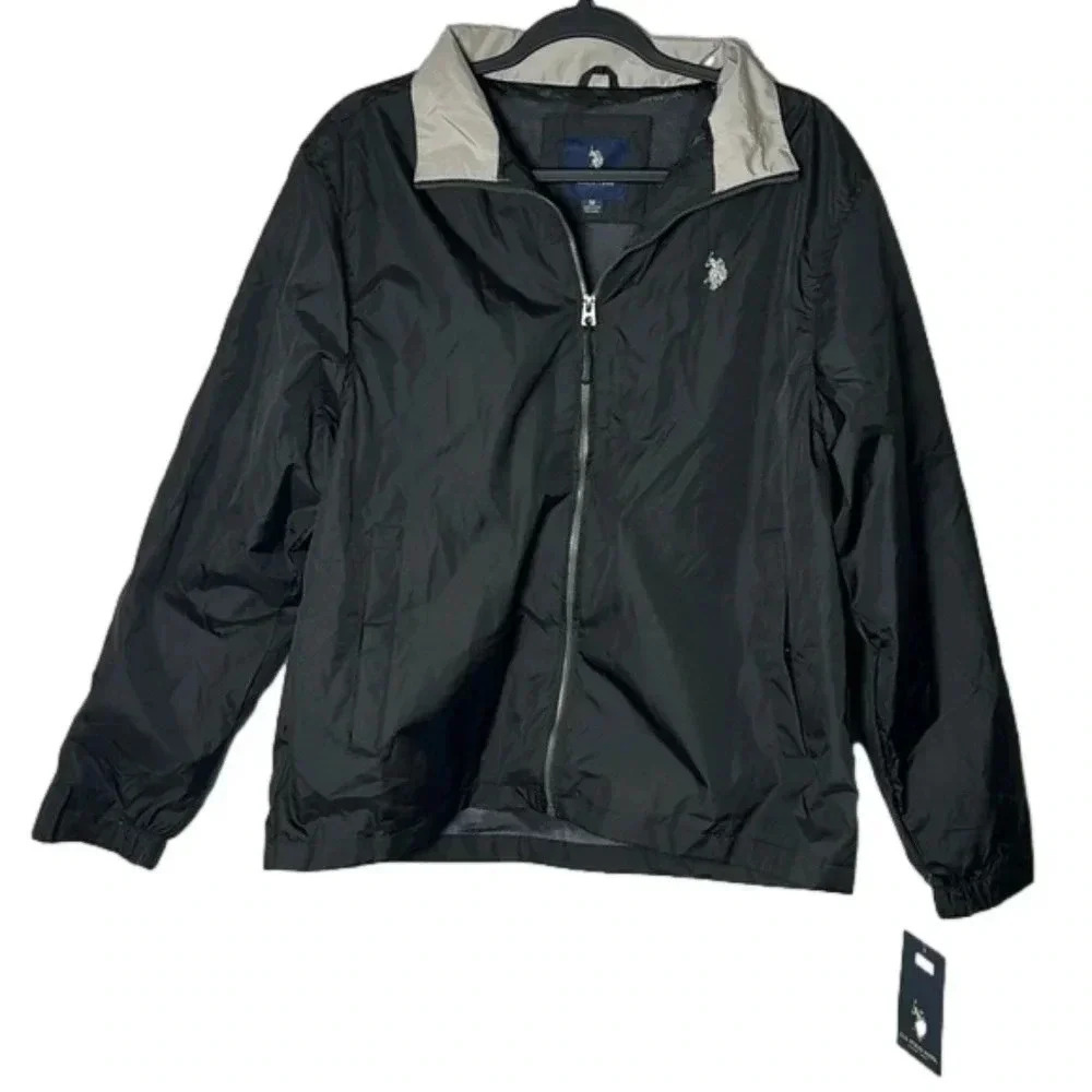 U.S. Polo Assn Men’s Mesh Lined Windbreaker in Black